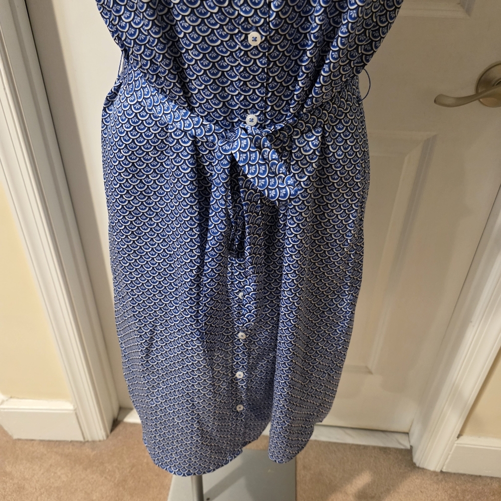 Brooks Brothers Blue Printed Sleeveless Shirt Dress - Picture 2 of 6
